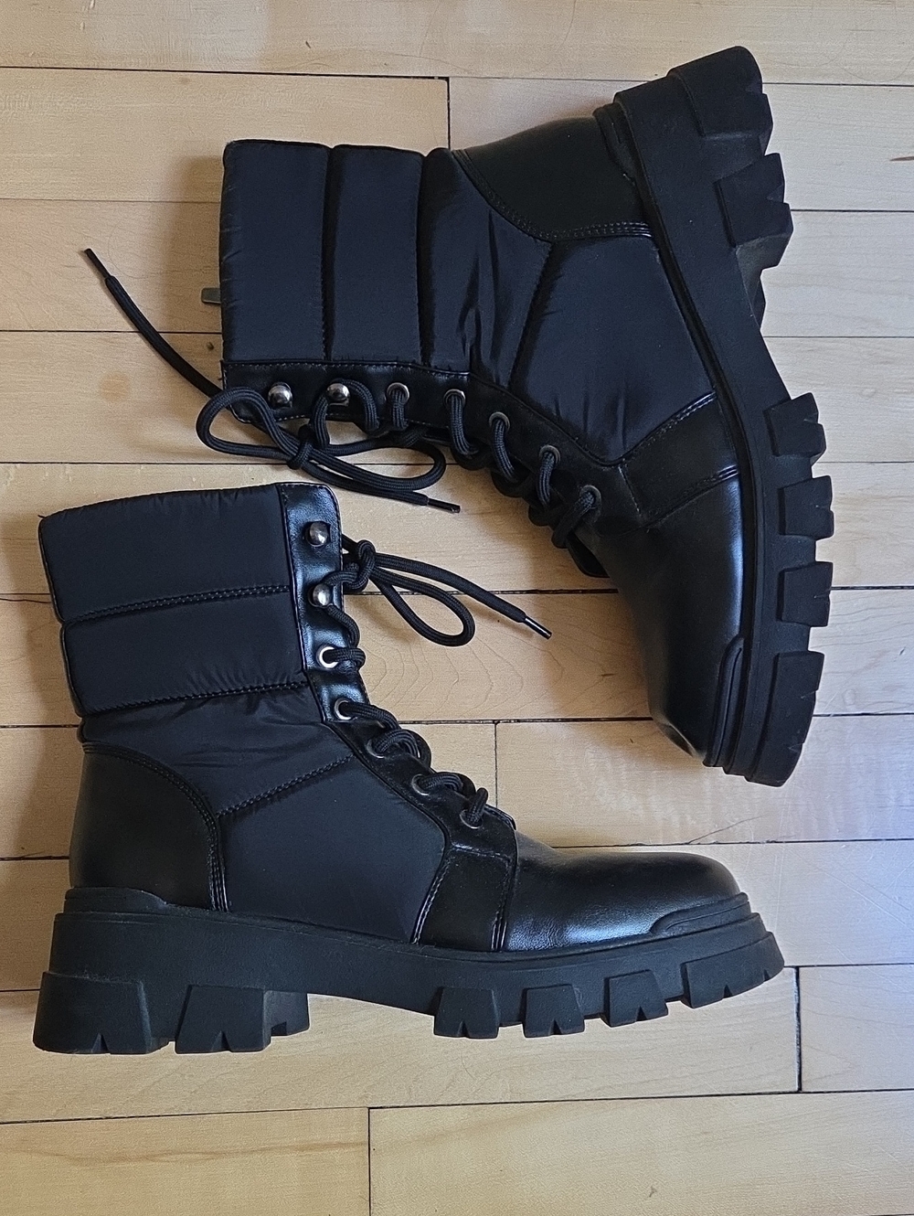 Women's Black Lace-Up Combat Boots